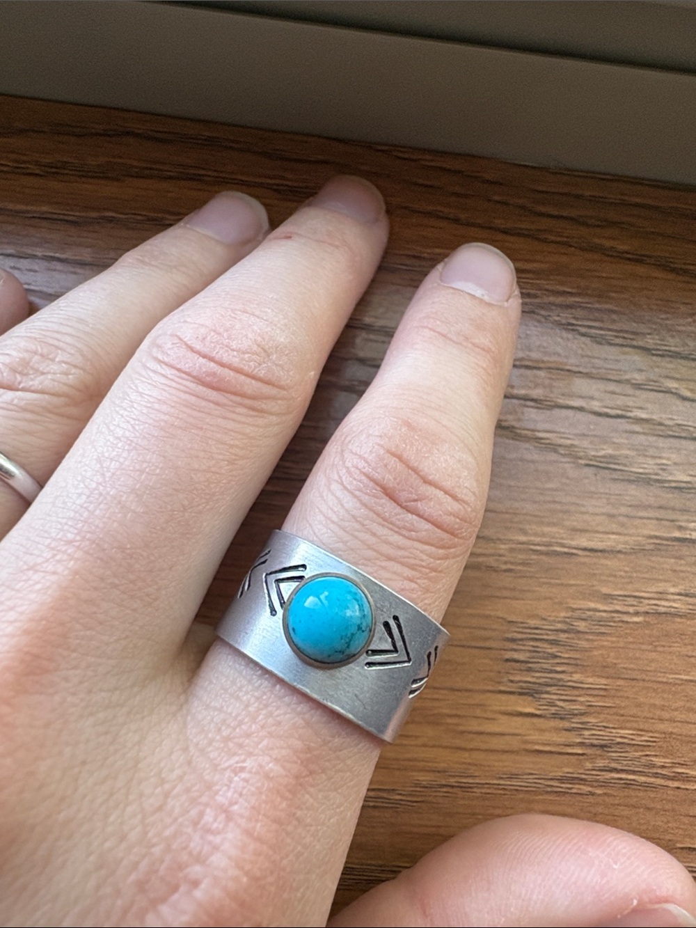 Western Adjustable Faux Turquoise Ring